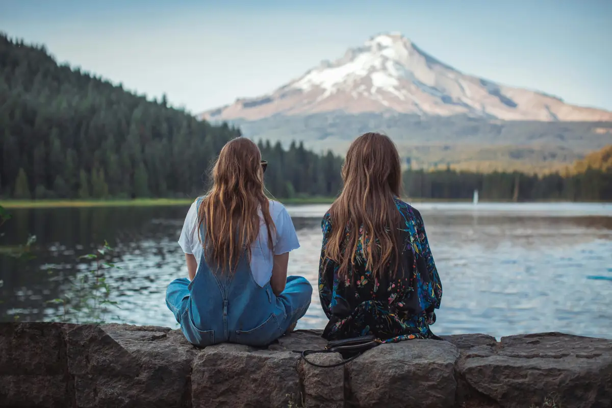 Friends by the lake